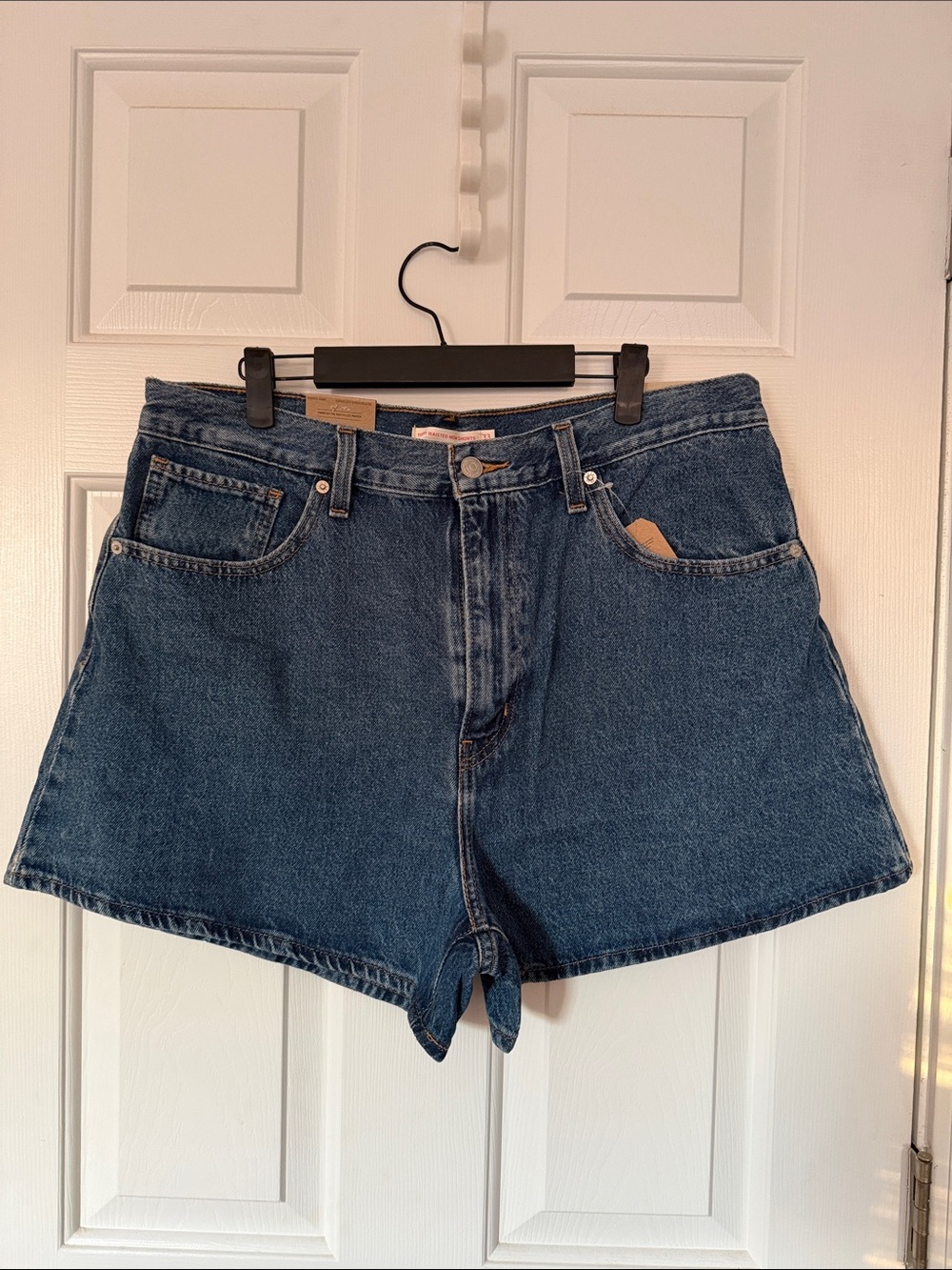 Levi's Medium Blue High-Waisted Mom Short Denim Shorts